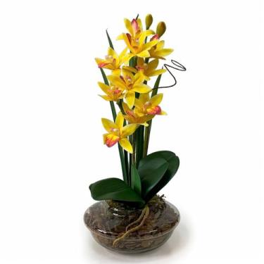 Imagem de Vaso Orquídea Luxo Realista Vaso Diversas Cores Flor Artificial Decora