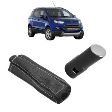 Imagem de Botão Pino E Capa Couro Cobertura Alavanca Freio De Mão Ecosport Titan