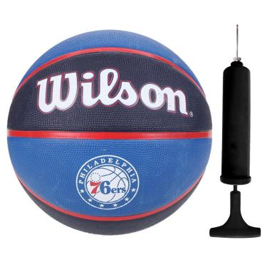 Imagem de Kit Bola Basquete Wilson NBA Team Philadelphia 76ers + Bomba de Ar