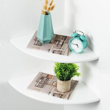 Imagem de Prateleira de canto BEUGAWHOO em madeira de carvalho natural branca, c