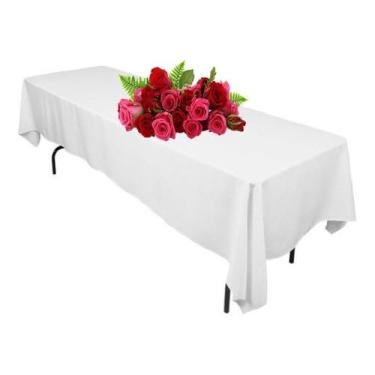 Imagem de Toalha de Mesa Oxford Grossa Retangular Decorativa para Sala de Jantar – Diversas Cores (Branco,Liso)
