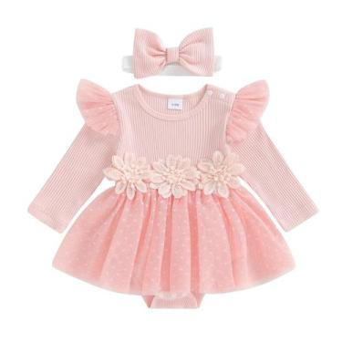 Imagem de Vestido de macacão Hnyenmcko, recém-nascida, menina, 3D, flor, tule