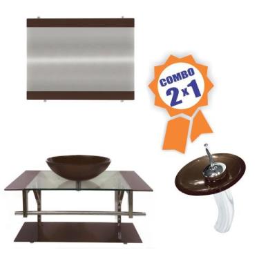 Imagem de Combo 2 em 1 - Gabinete 80cm Noruega + Torneira Ibiza - EKASA, Marrom