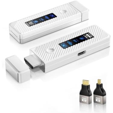 Imagem de Transmissor e receptor HDMI sem fio atualizado 2025 4K, adaptador de tela sem fio HDMI Plug & Play, latência ultrabaixa 1080P/60Hz, banda dupla 5G/2,4G para laptop/PC/projetor (branco)