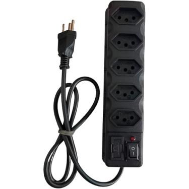 Imagem de Filtro de Linha Premium, 5 Tomadas, Cabo 1 Metro, Preto, Bivolt, Proteção com Fusível, Chave Liga/Desliga com LED, 23x6cm