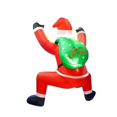 Imagem de KiBcsLic Papai Noel inflável de escalada de Natal com saco de presente, decoração de Natal, grande Papai Noel inflável pendurado para festa de jardim, gramado