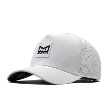 Imagem de melin Odyssey Stacked Hydro, boné snapback, bonés de beisebol resistentes à água para homens e mulheres, golfe, corrida ou chapéu de treino, Branco, M-G
