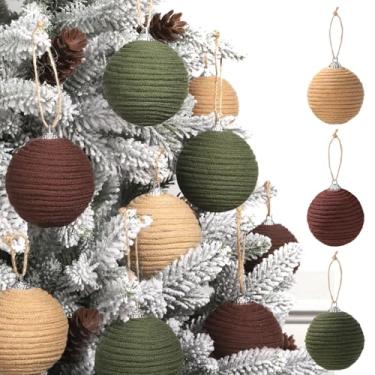 Imagem de JOICEE Conjunto de 9 peças de enfeites de bola de Natal boho, bolas suspensas de corda de juta ornamentos rústicos neutros enfeites de bola de Natal para decoração de guirlanda de árvore de Natal para