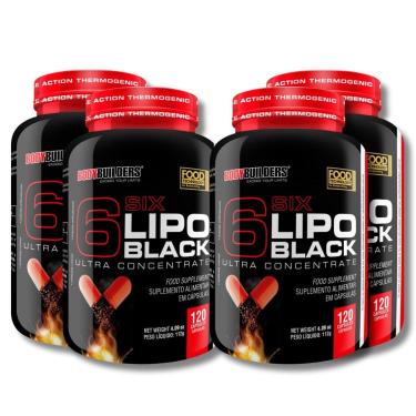Imagem de Kit 4x Termogênico 6 Six Lipo Black 120 Cáps - Bodybuilders-Unissex
