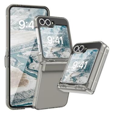 Imagem de FABSPARK Capa para Samsung Galaxy Z Flip 6 Protetor de tela integrado, proteção de dobradiça, transparente cristalino, antiamarelo, ajuste fino, acrílico rígido para Samsung Z Flip 6, preto