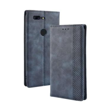 Imagem de Capa para OnePlus 5T,Retro Flip magnético,Caso de telefone de couro PU,Design de carteira com 3 slots de cartão e 1 clipe de dinheiro -Blue