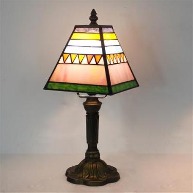 Imagem de Luminária de mesa vintage americana com LED, personalizada e criativa, para sala de estar, escritório, quarto infantil, casa de campo ou hotel, com vidro colorido (Estilo 48)