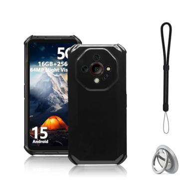 Imagem de NOUKAJU Capa para Ulefone Armor X16 Pro, capa protetora de TPU, função de suporte, suporte ajustável, antiqueda, à prova de choque, capa protetora para Ulefone Armor X16 Pro (preto)