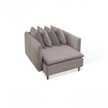 Imagem de Chaise Long Estofada Recamier Tecido Cinza 1,10x1,30x0,80mt Pés Metal Preto