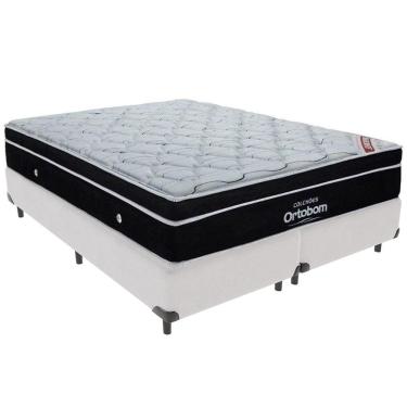 Imagem de Cama Box Branco E Colchão Elegant Molas Ensacadas Queen Ortobom