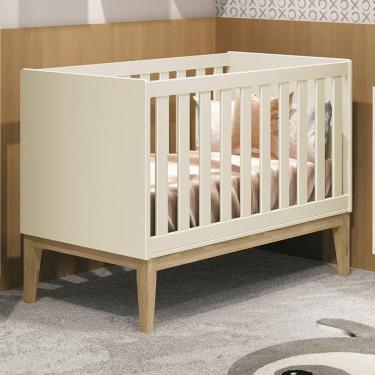 Imagem de Berço Mini Cama Classic Areia Fosco Com Pés Madeira Natural - Reller Móveis Areia Fosco