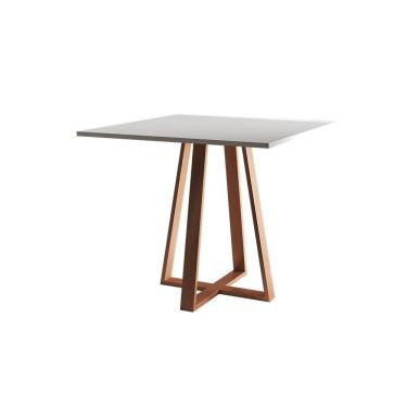 Imagem de Mesa De Jantar Mônaco 90cm Branca Base Cobre - Cor: Branco