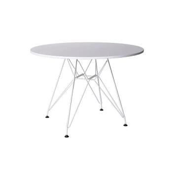 Imagem de Mesa Ferro Branco Tampo Redondo Madeira Branco 90Cm
