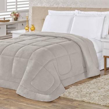 Imagem de Coberdrom 100% Algodão Malha Com Manta Microfibra Queen 01 Peça - Cinza