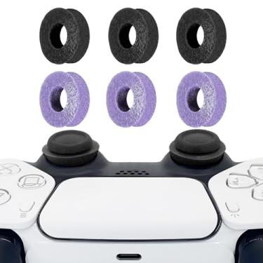 Imagem de Pacote com 6 anéis de precisão Aim Assist para PS5, PS4, compatível com acessórios de controles Xbox – Controle com anéis de silicone macio – Compatível com jogos Fortnite e FPS, preto + roxo