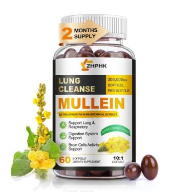 Imagem de Suplemento ZHPHK: extrato de folha de verbasco para pulmões (60 cápsul