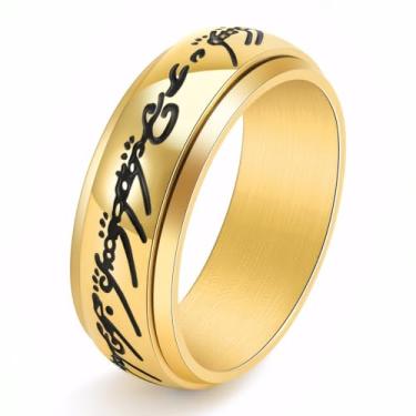 Imagem de TTVOVO Anéis masculinos Lord Rings Magic Power Alianças de casamento de titânio, Titânio, Sem pedra preciosa
