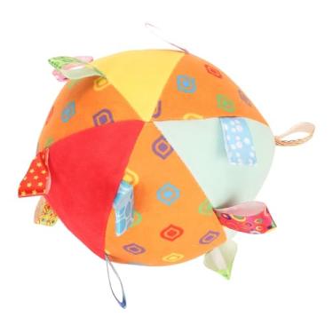 Imagem de Acouto Brinquedo Interativo de Futebol para Cães Com Alças para Puxar e Buscar - Tecido de Flanela Seguro para Cães e Gatos - Padrão Divertido de Cachorrinho Laranja (Padrão de cachorrinho laranja)