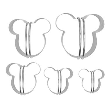 Imagem de 5 pçs conjunto de cortador de biscoito de aço inoxidável removível fácil liberação profissional conjunto cortador de biscoito com alça para assar