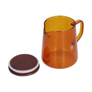 Imagem de Pote de café de vidro, bule de chá transparente, jarra de café bule de vidro para restaurante servidor de café chaleira de vidro com tampa de madeira para café 500 ml (marrom)