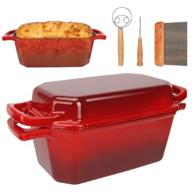 Imagem de Forno holandês de ferro fundido pré-temperado para assar pão com tampa de frigideira