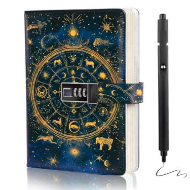 Imagem de Kifredwo Diário com cadeado para meninos, diário de 192 páginas para homens com caneta, presentes de aniversário de Natal para meninos adolescentes de 8 a 18 anos, caderno de cartas de tarô vintage A5