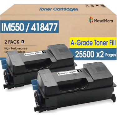 Imagem de MasaiMara Cartuchos de toner compatíveis com 25.500 páginas de alta capacidade para Ricoh IM 550 IM550 418477 para impressora Ricoh IM 600SRF IM 600 IM 550F IM 550 P800 P801 (preto, pacote com 2)
