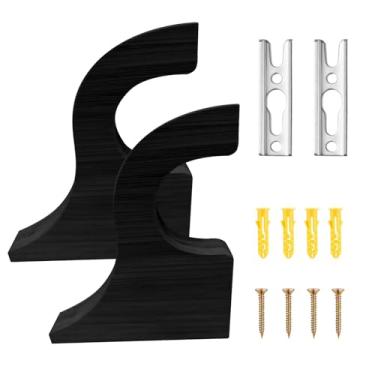 Imagem de 2 suportes de varão de cortina de madeira, suporte de varão de cortina multiuso clássicos, suporte de retorno de 8,8 cm para poste de 10 cm, ganchos de madeira para banheiro, quarto, sala de estar