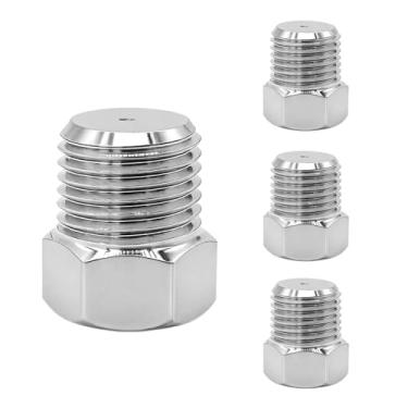 Imagem de Sissatthai 4 peças 1/4 Npt plugue externo sextavado acessórios de tubulação, aço inoxidável 304 1/4 plugue de tubo macho para plugues de drenagem de barco encaixe de anteparo