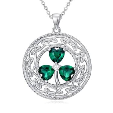Imagem de IMZM Colar de trevo para mulheres, Dia de São Patrício, trevo de quatro folhas, colar de trevo celta, nó celta, dia de São Patrício, aniversário, dia dos namorados, presente para esposa, namorada, mãe