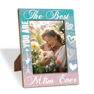 Imagem de XHWLYN Porta-retrato de madeira para mãe, You Are The Best Mom Ever, presente emocionante para o dia das mães, aniversário da filha, filho, linda decoração de mesa de Ação de Graças e presente de