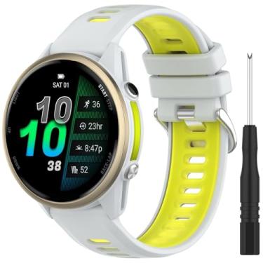 Imagem de Compatível com Garmin Forerunner 965, pulseiras de silicone de 22 mm para Garmin Forerunner 970/965 Solar/955/955 Solar/945/935/745/Approach S62/S60 Smartwatch (Limão branco)