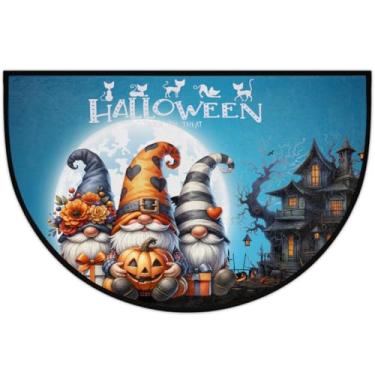 Imagem de Tapete de porta meio redondo, gnomo, fofo, Halloween, antiderrapante, absorvente, semicírculo, tapetes laváveis, meia lua, tapetes para ambientes internos, pátio, cozinha, banheiro, entrada, lareira
