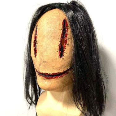 Imagem de Máscara facial completa Ghost Face Headgear, fantasia de cosplay com cabelo