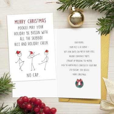 Imagem de Cartão de Natal engraçado Gen-Z para menino, menina, adolescente, cartão de Natal Pookie para amigos, irmã irmão, Skibbidi Rizz, cartões de Natal presentes para filho, neto, filha, neto