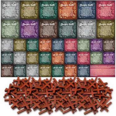 Imagem de Painel de colcha de oração de bolso, quadrados com pequenas cruzes de madeira, mini escritura, faça você mesmo, colcha de oração de bolso para amigos, família, presente espiritual, presente de Natal