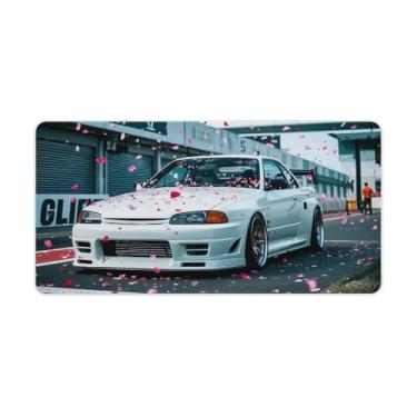Imagem de HouLaiZhe Tapetes de mesa de carro JDM R32 JDM carro esportivo no campo de corrida tapetes de mouse pads de mesa grandes mousepads para teclado de mesa tapete de computador 30 x 60 cm