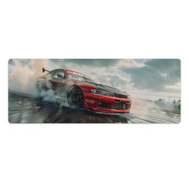 Imagem de HouLaiZhe Drift Car S15 JDM Smoke Large Gaming Mouse Pads Tapete de Mesa Base de Borracha Antiderrapante Laptop Acessórios de Computador Suprimentos Bloco de Escrita para Escritório Casa 30 x 80 cm