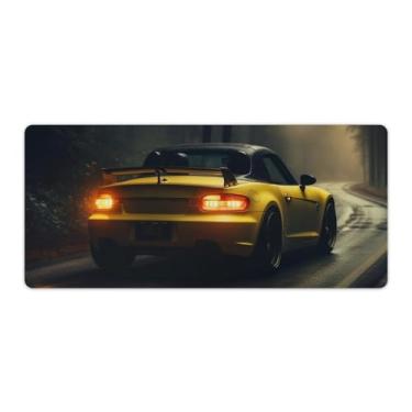 Imagem de Amarelo S2000 Forest Fog JDM Tapete de mesa de carro Tapete de mouse pad antiderrapante grande material de escritório tapete de mesa de borracha impermeável para escritório, jogo, casa, 40 x 90 cm