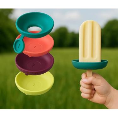 Imagem de Conjunto de 4 suportes de silicone para coletor de sorvete, reutilizável para picolé e cone, copo de sorvete, antiderretimento, sem BPA, protetor 1