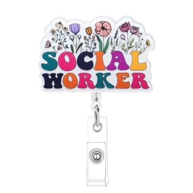 Imagem de Lindo carretel de crachá de assistente social, retrátil e engraçado, clipe retrátil, clipes de crachá de enfermagem para médico, estudante, professor, escritório, clínica, assistente médico