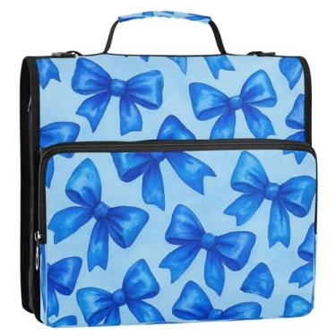 Imagem de Wassud 3 anéis de fichário com zíper azul claro com alça de ombro e alça de vários bolsos, organizador de pastas expansíveis