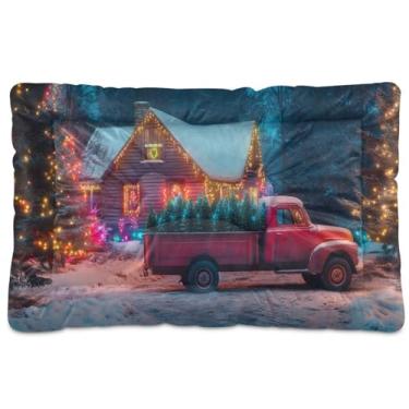 Imagem de Wassud Cama de cachorro vintage de Natal para cachorro grande, tapete lavável para animais de estimação, cama de gato para dormir, viagens 91 x 61 cm