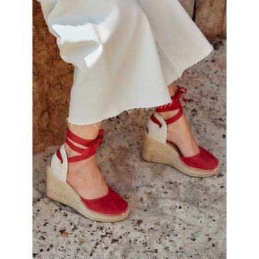 Imagem de Sandália Anabela Alta Romero Camurça Vermelho - Alhamas, Vermelho, 35