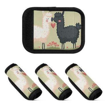 Imagem de Qilmy Pacote com 2 identificadores de bagagem para casal de ovelhas preto e branco, identificadores de bagagem, capa confortável para carrinho de bebê, mala de viagem, acessórios de viagem de